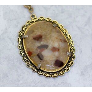 24 inch, Vintage Oval Victorian Abstract Pendant Necklace | CC1